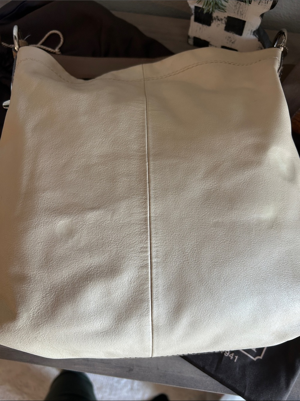 Coach Cream Leather Shoulder Hobo Bag with Tan Strap - Picture 3 of 13